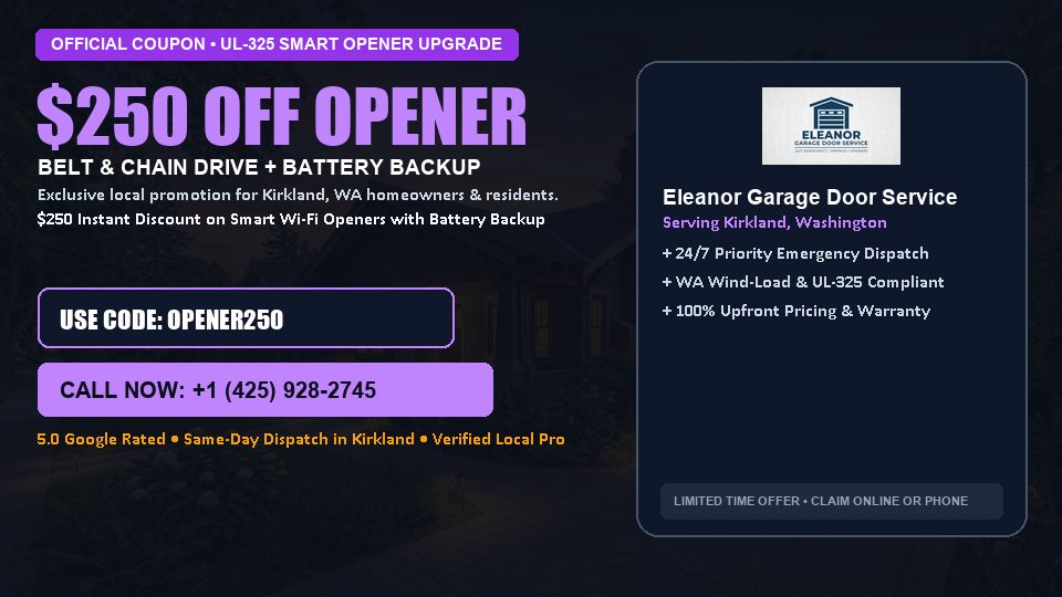 Eleanor Garage Door Service $250 OFF Premium LiftMaster Opener Installation in Kirkland, WA